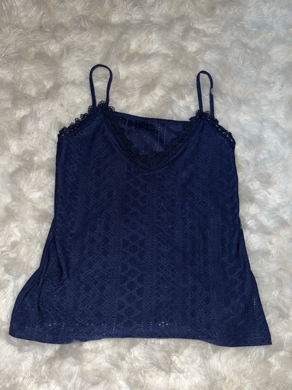 Navy Lace-Trim Spaghetti Strap Camisole